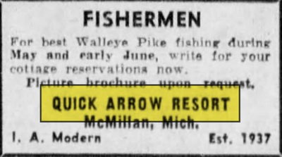 Quick Arrow Resort - May 1954 Ad